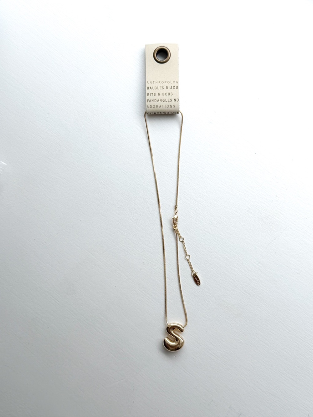 Anthropologie Gold 'S' Initial Necklace